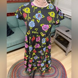 Nooworks Colorful Roses Floral Frida short sleeves babydoll Midi Dress Small